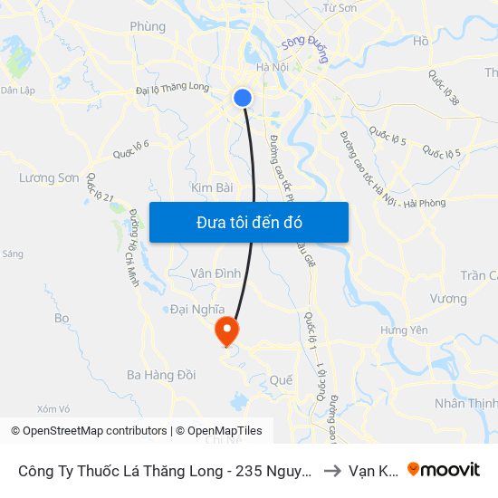 Công Ty Thuốc Lá Thăng Long - 235 Nguyễn Trãi to Vạn Kim map