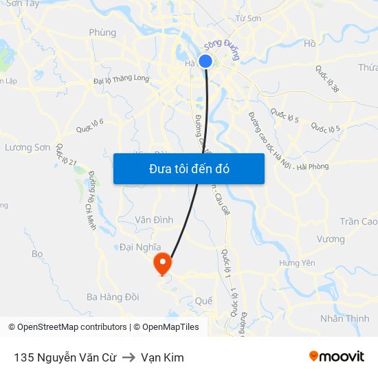 135 Nguyễn Văn Cừ to Vạn Kim map
