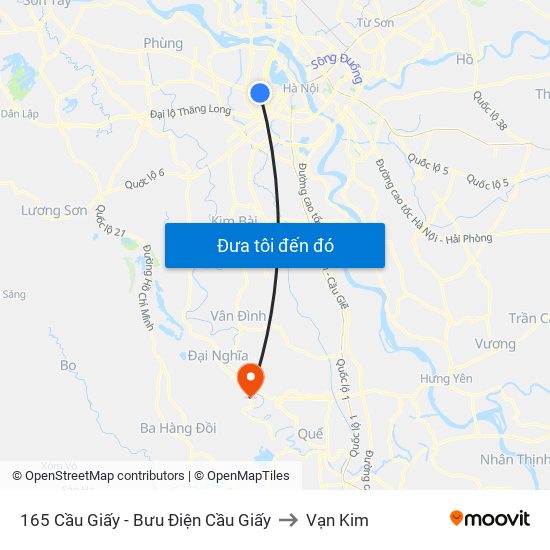 165 Cầu Giấy - Bưu Điện Cầu Giấy to Vạn Kim map