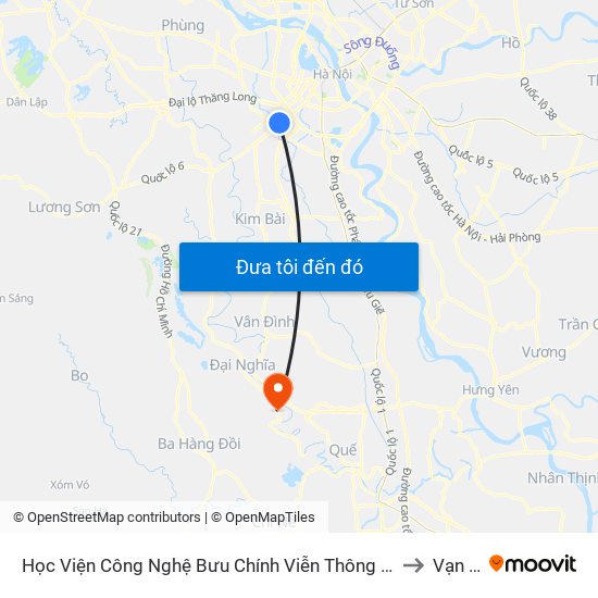 Học Viện Công Nghệ Bưu Chính Viễn Thông - Trần Phú (Hà Đông) to Vạn Kim map