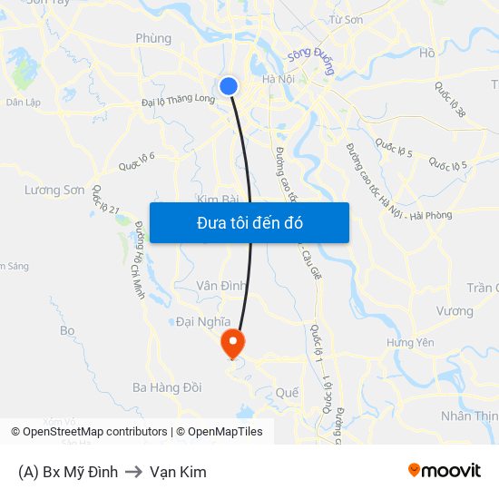 (A) Bx Mỹ Đình to Vạn Kim map