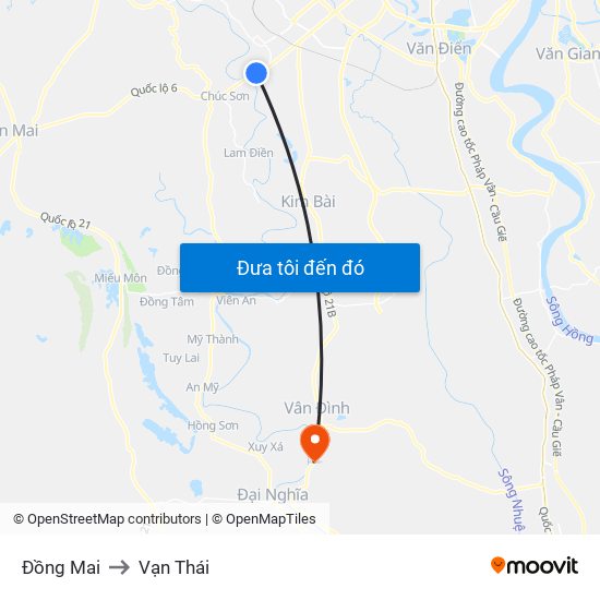 Đồng Mai to Vạn Thái map
