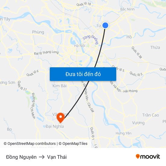 Đồng Nguyên to Vạn Thái map
