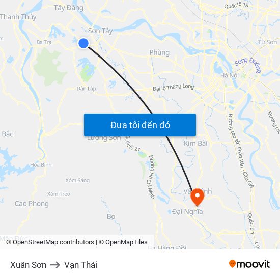 Xuân Sơn to Vạn Thái map