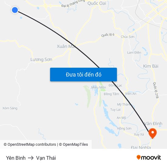 Yên Bình to Vạn Thái map