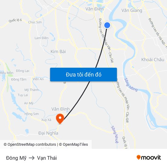 Đông Mỹ to Vạn Thái map