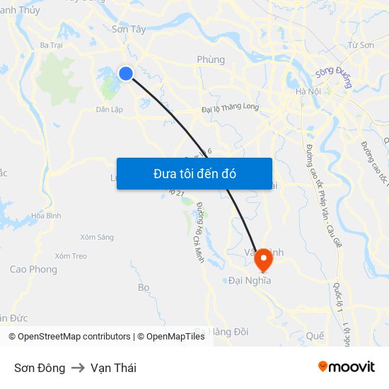 Sơn Đông to Vạn Thái map