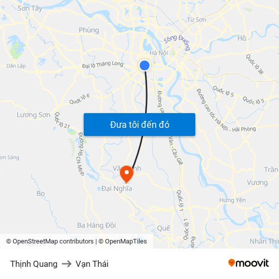 Thịnh Quang to Vạn Thái map