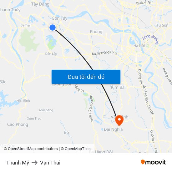 Thanh Mỹ to Vạn Thái map