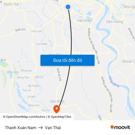 Thanh Xuân Nam to Vạn Thái map