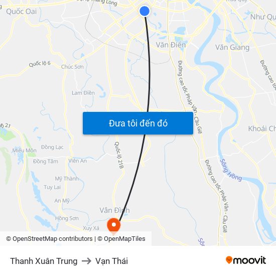 Thanh Xuân Trung to Vạn Thái map