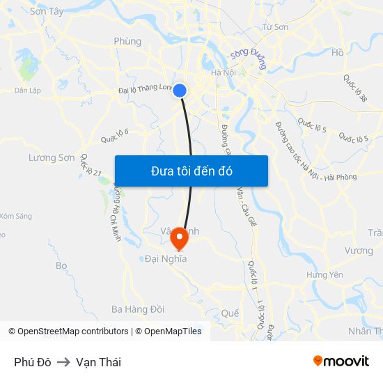 Phú Đô to Vạn Thái map