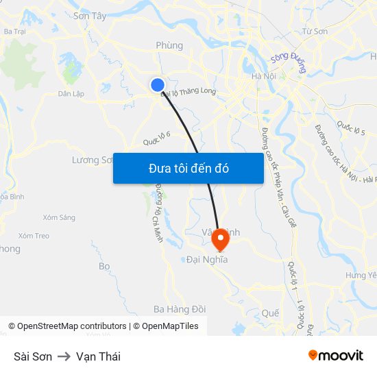 Sài Sơn to Vạn Thái map