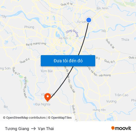 Tương Giang to Vạn Thái map