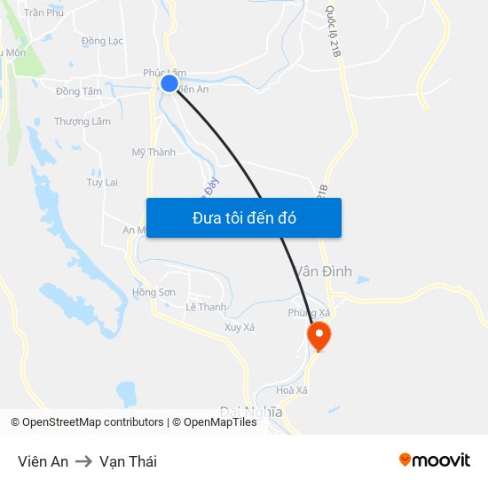 Viên An to Vạn Thái map