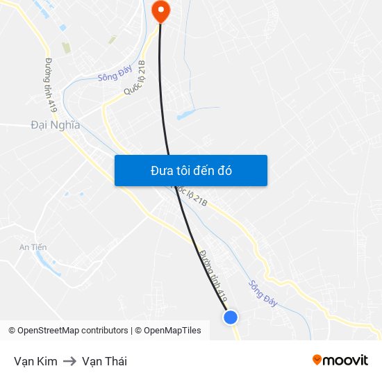 Vạn Kim to Vạn Thái map