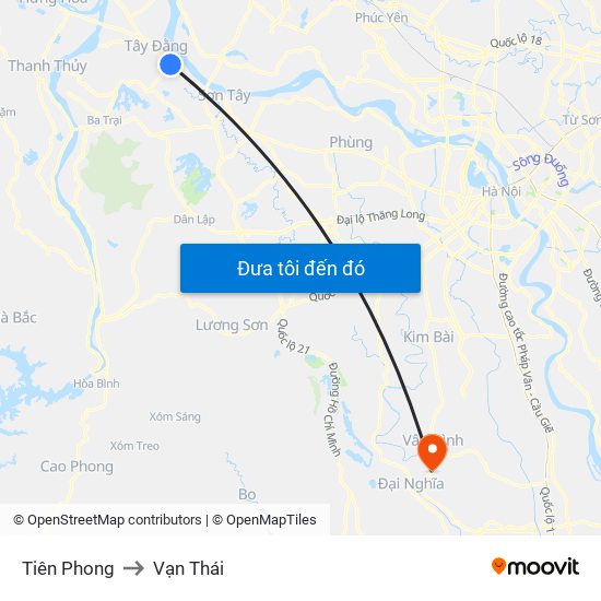 Tiên Phong to Vạn Thái map