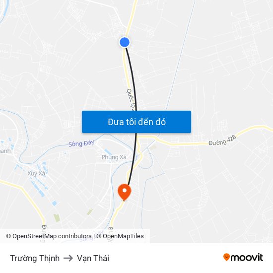 Trường Thịnh to Vạn Thái map