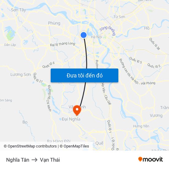 Nghĩa Tân to Vạn Thái map