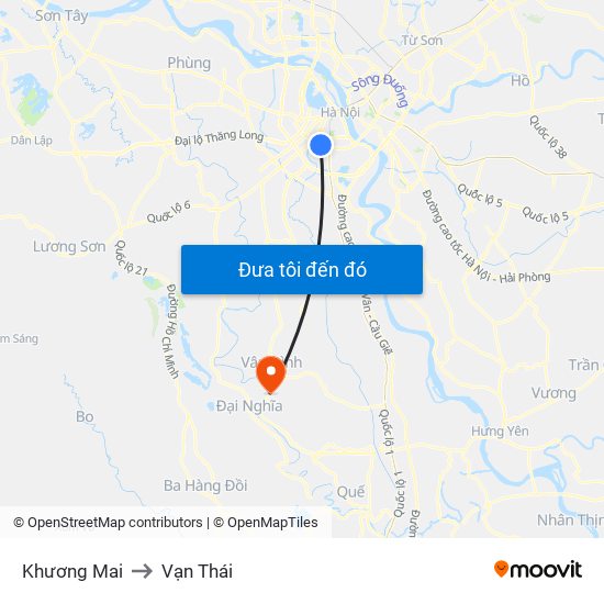 Khương Mai to Vạn Thái map