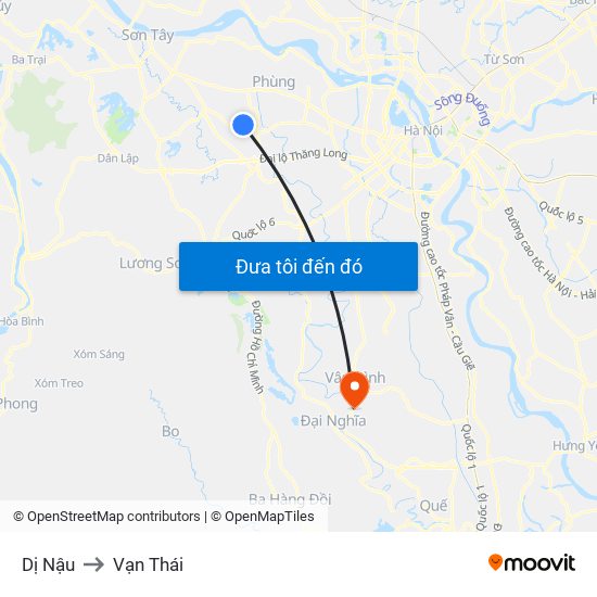 Dị Nậu to Vạn Thái map