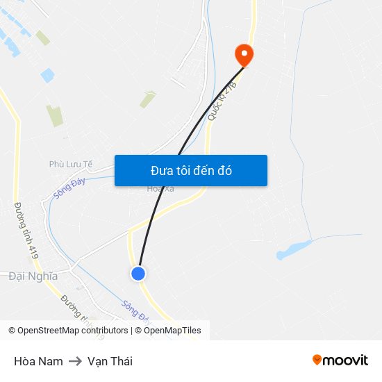 Hòa Nam to Vạn Thái map