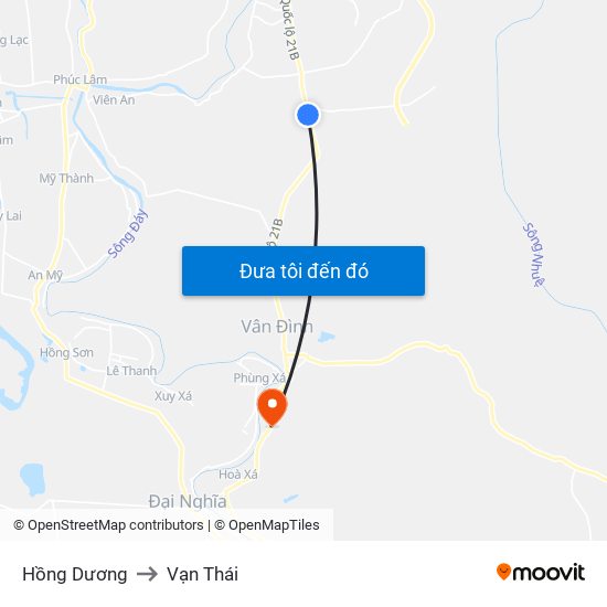 Hồng Dương to Vạn Thái map