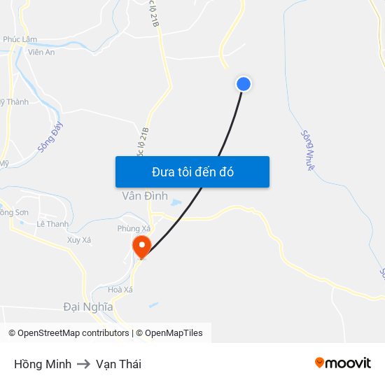 Hồng Minh to Vạn Thái map