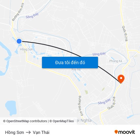 Hồng Sơn to Vạn Thái map