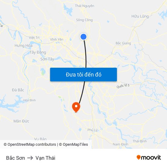 Bắc Sơn to Vạn Thái map