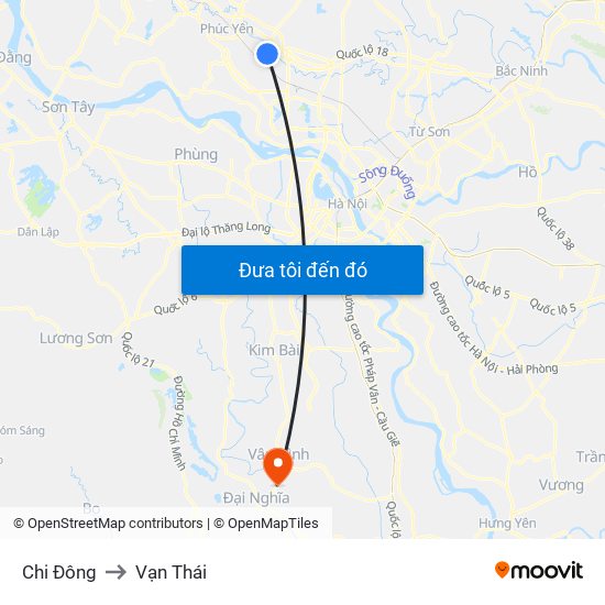 Chi Đông to Vạn Thái map