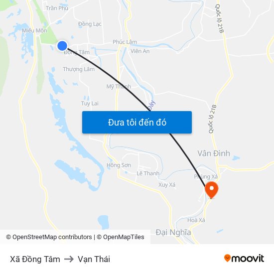 Xã Đồng Tâm to Vạn Thái map