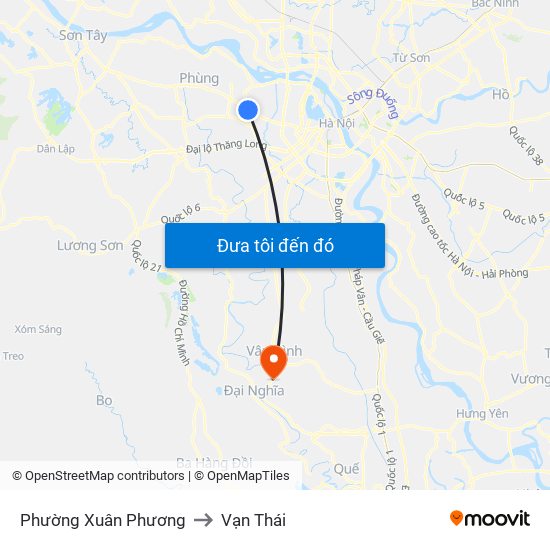 Phường Xuân Phương to Vạn Thái map
