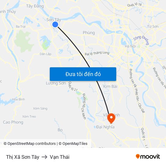 Thị Xã Sơn Tây to Vạn Thái map