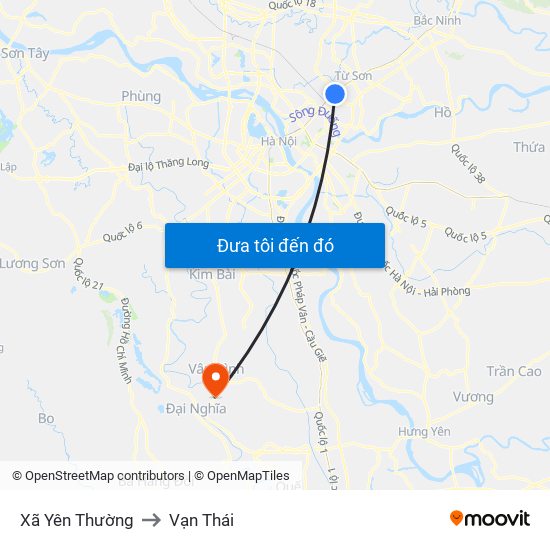 Xã Yên Thường to Vạn Thái map