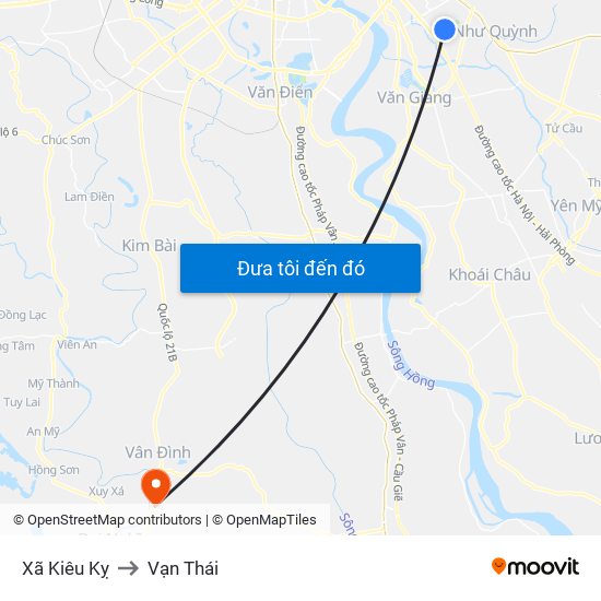 Xã Kiêu Kỵ to Vạn Thái map