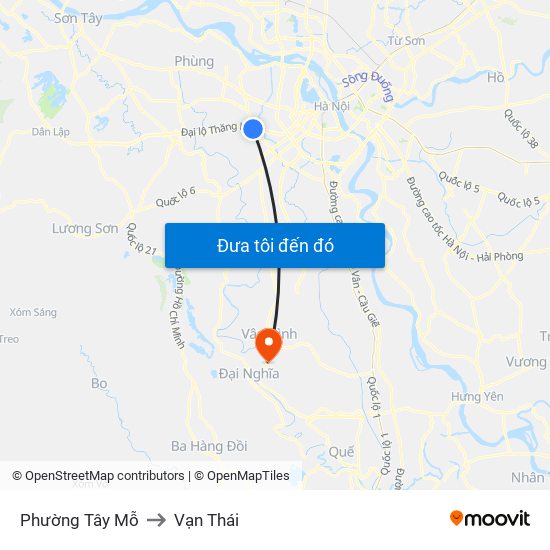 Phường Tây Mỗ to Vạn Thái map