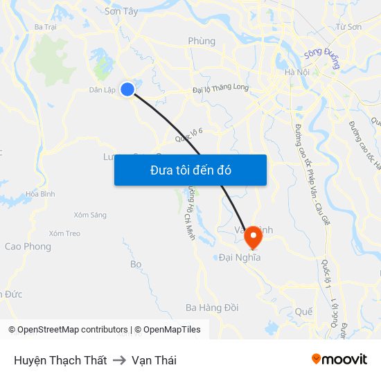 Huyện Thạch Thất to Vạn Thái map