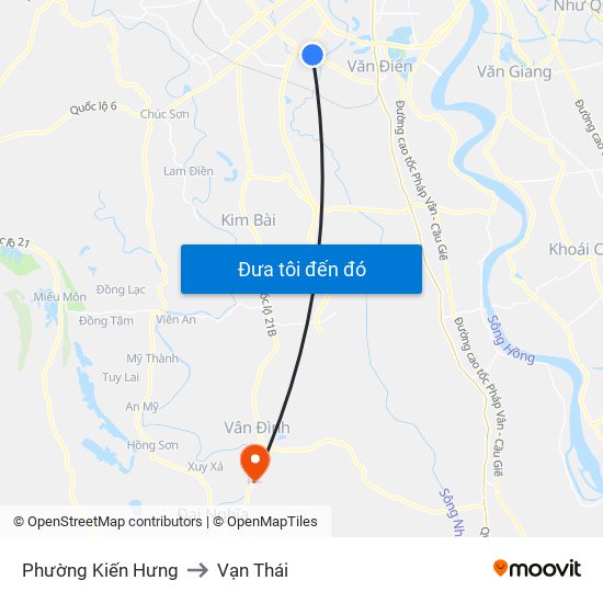 Phường Kiến Hưng to Vạn Thái map