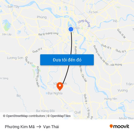 Phường Kim Mã to Vạn Thái map