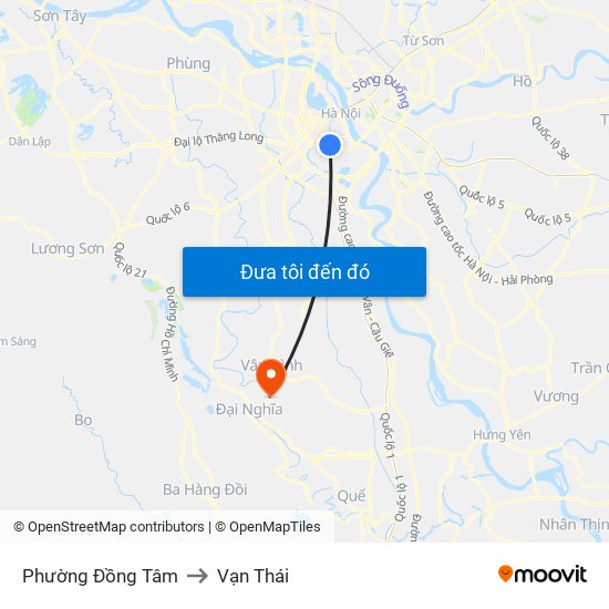 Phường Đồng Tâm to Vạn Thái map