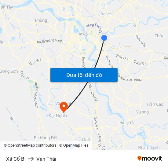 Xã Cổ Bi to Vạn Thái map