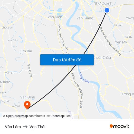 Văn Lâm to Vạn Thái map