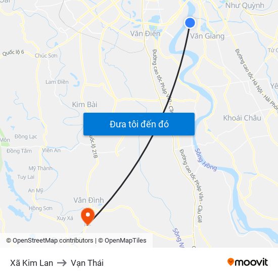 Xã Kim Lan to Vạn Thái map