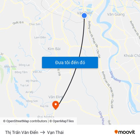 Thị Trấn Văn Điển to Vạn Thái map