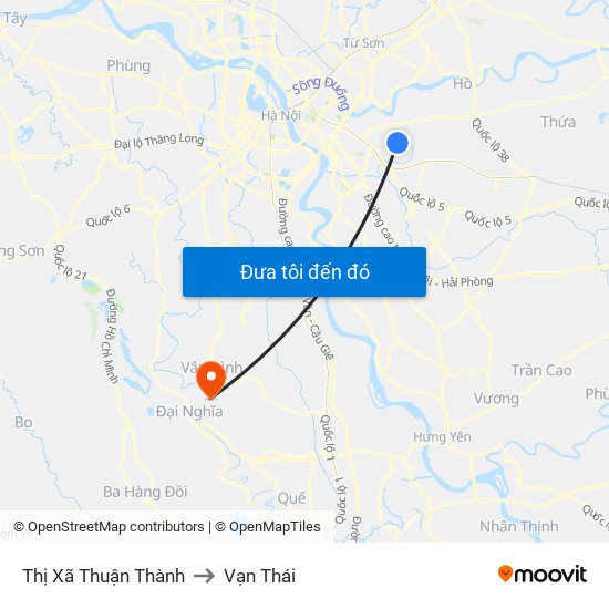 Thị Xã Thuận Thành to Vạn Thái map