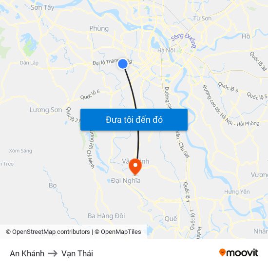 An Khánh to Vạn Thái map