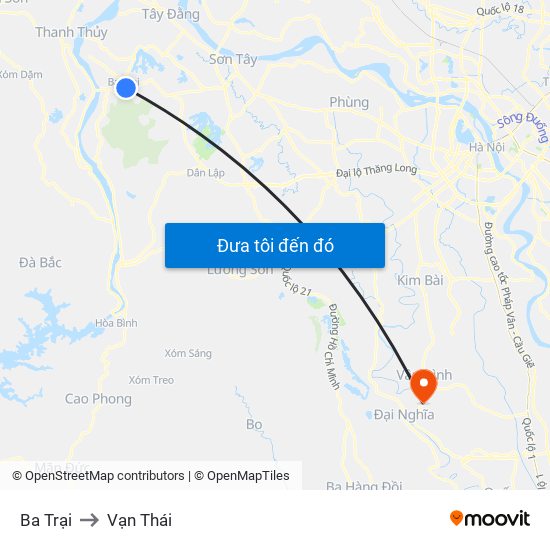 Ba Trại to Vạn Thái map