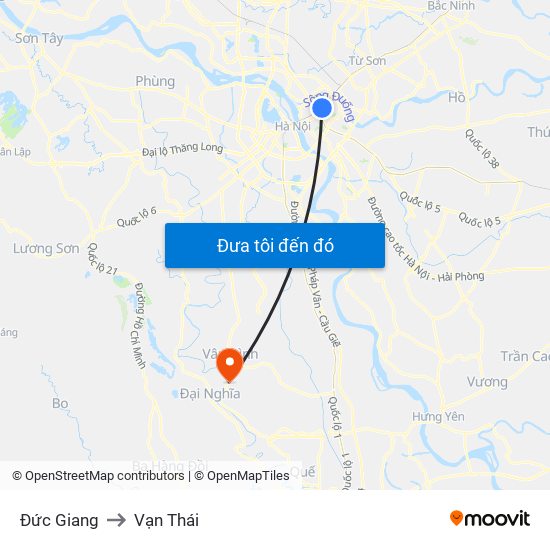 Đức Giang to Vạn Thái map