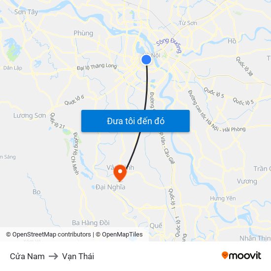 Cửa Nam to Vạn Thái map